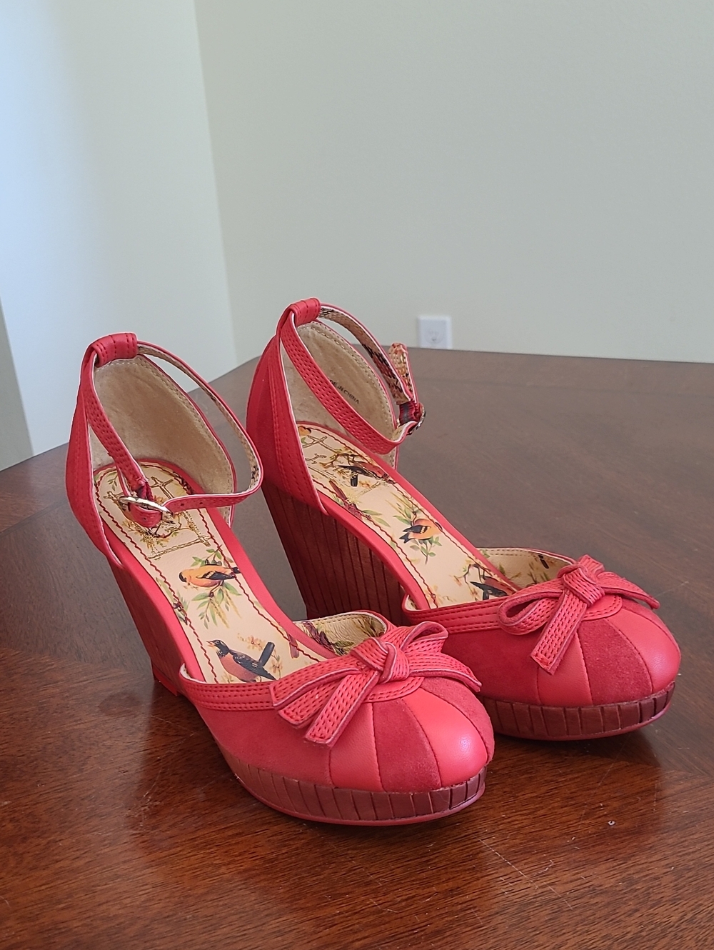 Like New, Miss L- Fire Pin-up Wedge Shoes Size 36, US 5.5-6.